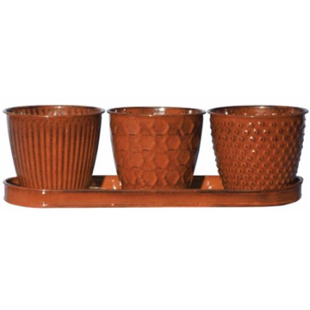 PERFECTPATIO MPT01913 Concord Tango 3 Orange Metal Garden Planter PE579773